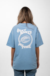 300g Oversized Tee ''Dont waste my time'' Babyblau